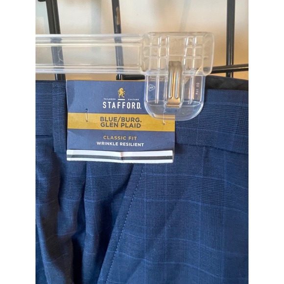 Stafford Blue Glen Plaid Classic Fit Wrinkle Resistant Dress Pants‎ size 40 /32 - Picture 1 of 7